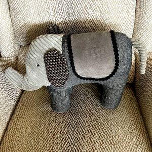Elephant Pillow~Pier 1.  Grays, black, white 20” long x 12” tall